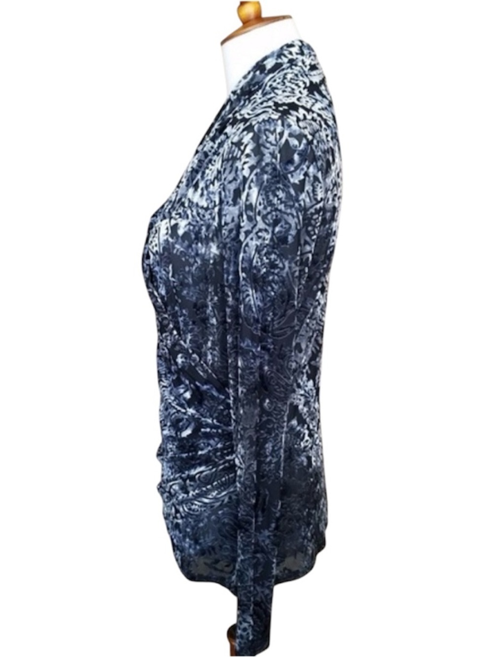 Women’s Burn Out Velvet Silver and Black Top Size XL Karen Kane - Picture 4 of 6